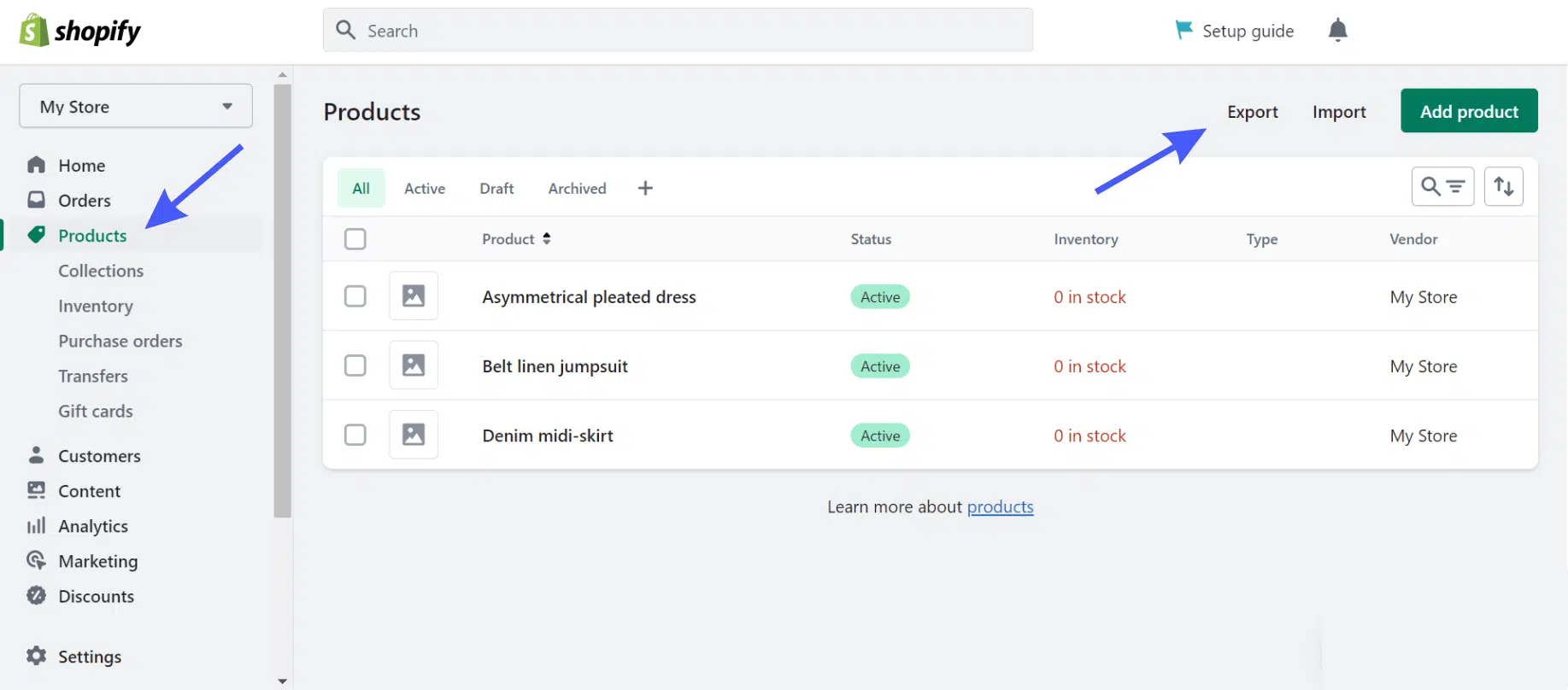 Export Data from Shopify
