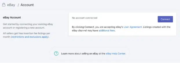 Link your eBay account to Shopify, and grant the necessary permissions for it to access your Shopify store: