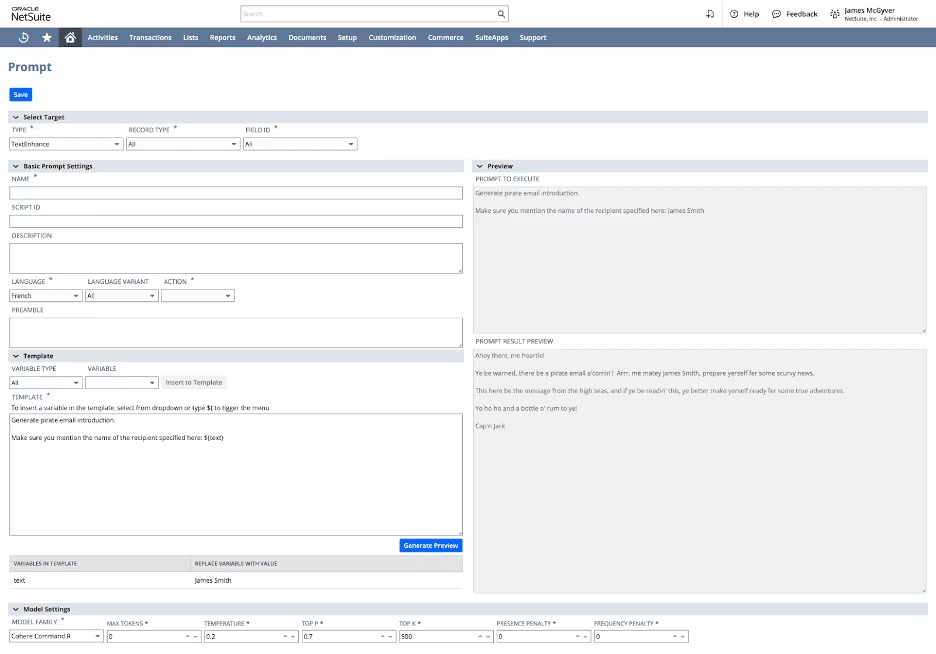 NetSuite Prompt Studio